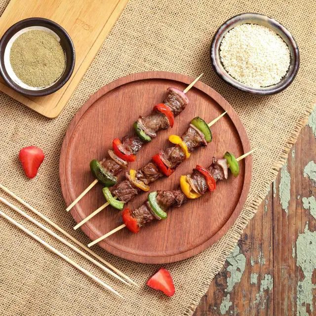 Alt view image 3 of 7 - 200 PCS Bamboo Skewers, 8 Inch Food Sticks for Appetizers Fruit Kebabs | Natural Mini Wooden Skewers for Barbecue Grilling Burger Sausage, Cocktail Picks for Drinks, Long Toothpicks Tooth Picks