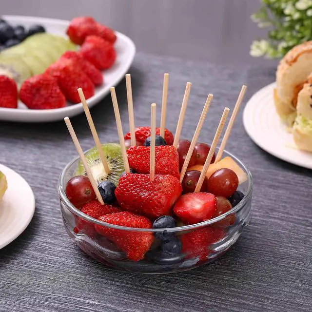 Alt view image 5 of 7 - 200 PCS Bamboo Skewers, 8 Inch Food Sticks for Appetizers Fruit Kebabs | Natural Mini Wooden Skewers for Barbecue Grilling Burger Sausage, Cocktail Picks for Drinks, Long Toothpicks Tooth Picks