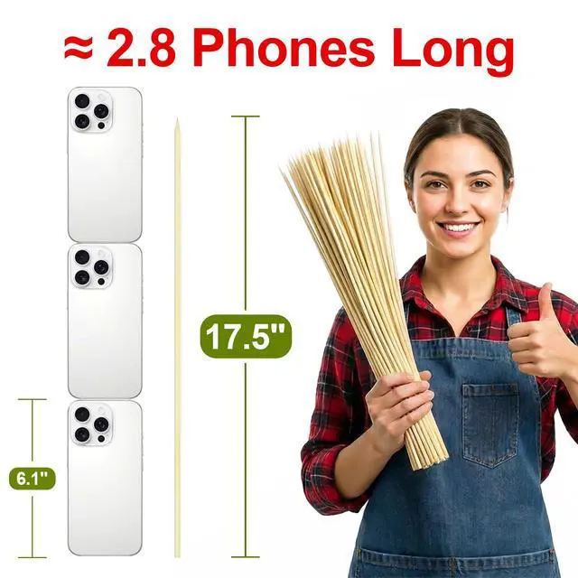 Alt view image 2 of 7 - Bamboo Smores Sticks (50 Pcs), 17.5" Marshmallow Roasting Sticks for Fire Pit, 5mm Heavy Duty Wooden Skewers for Smore Hot Dog Barbecue Thick Sticks for Campfire Grilling Camping Bonfire