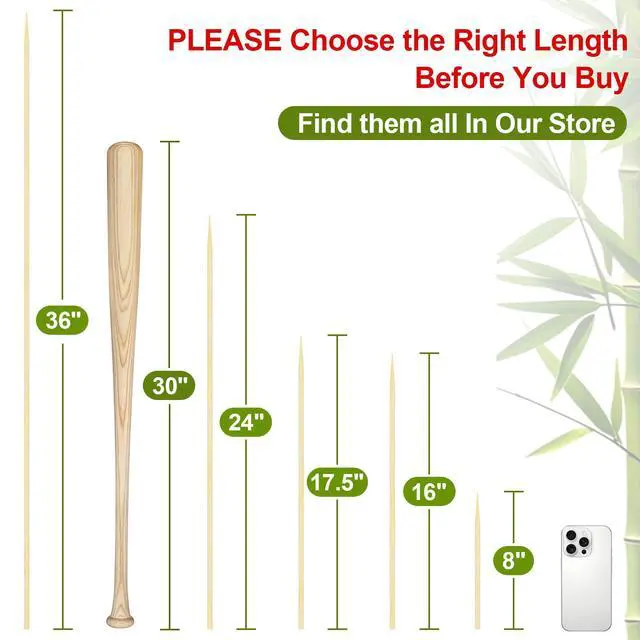 Alt view image 4 of 7 - Bamboo Smores Sticks (50 Pcs), 17.5" Marshmallow Roasting Sticks for Fire Pit, 5mm Heavy Duty Wooden Skewers for Smore Hot Dog Barbecue Thick Sticks for Campfire Grilling Camping Bonfire
