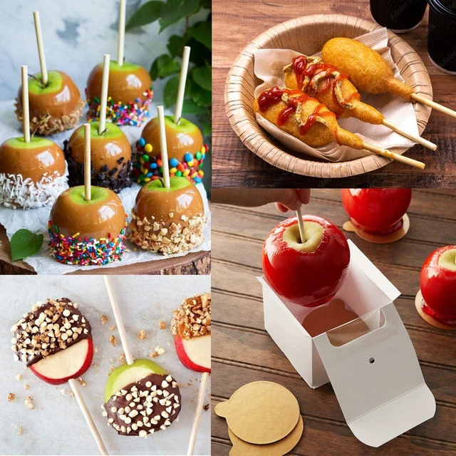 Alt view image 6 of 6 - 150 pcs Thick Candy Apple Sticks,Caramel Apple Sticks,5.5 Inch Long, 5mm Thick,Semi Point, Bamboo Skewers for Corn Dog, Corn Cob, Kabob, Lollipop, Grill