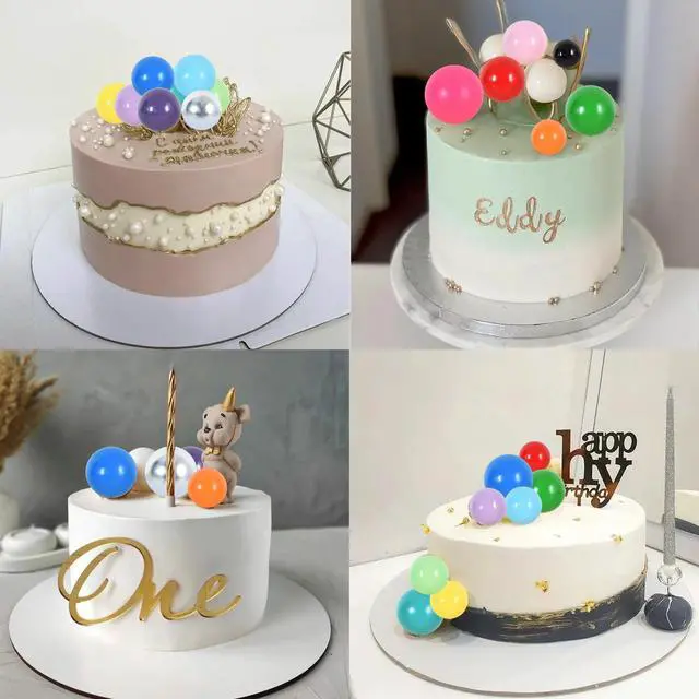 Alt view image 5 of 5 - 20 PCS Gold Mini Ball Cake Toppers Foam Cake Balls Decoration Supplies for Happy Birthday Anniversary Wedding Baby Shower Graduation Christmas Cake Decorations