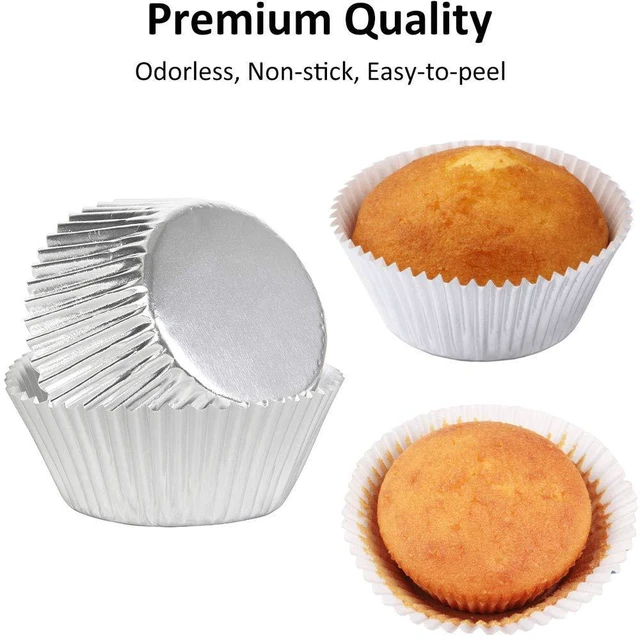 Alt view image 5 of 6 - Premium Silver Foil Cupcake Liners Standard Muffin Cups 150pcs | Sturdy, Easy Release, Greaseproof Heat-resistant Foil Baking Cups Perfect for Cupcakes & Muffins