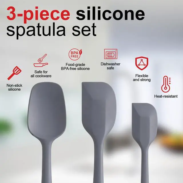 Alt view image 3 of 7 - Silicone Spatula Set - Rubber Spatula - 600°F Heat Resistant Baking Spoon & Spatulas(Dark Grey)