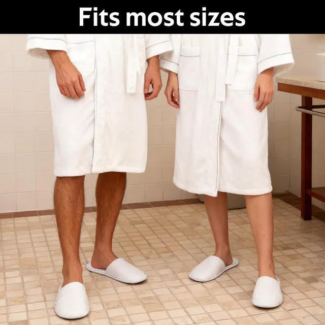 Alt view image 4 of 7 - Disposable Slippers for Guests, 3 Pairs House Travel Slippers Non-slip Hotel Spa Guest Slipper White Unisex Slipper for Women Men Hotel, Spa, Travel, Shoeless Home