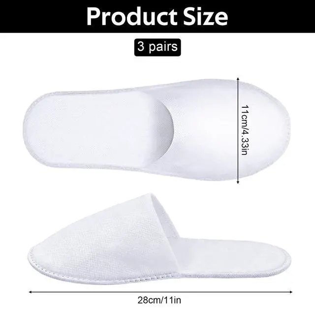 Alt view image 5 of 7 - Disposable Slippers for Guests, 3 Pairs House Travel Slippers Non-slip Hotel Spa Guest Slipper White Unisex Slipper for Women Men Hotel, Spa, Travel, Shoeless Home