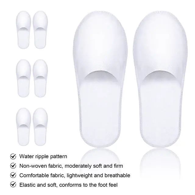 Alt view image 6 of 7 - Disposable Slippers for Guests, 3 Pairs House Travel Slippers Non-slip Hotel Spa Guest Slipper White Unisex Slipper for Women Men Hotel, Spa, Travel, Shoeless Home