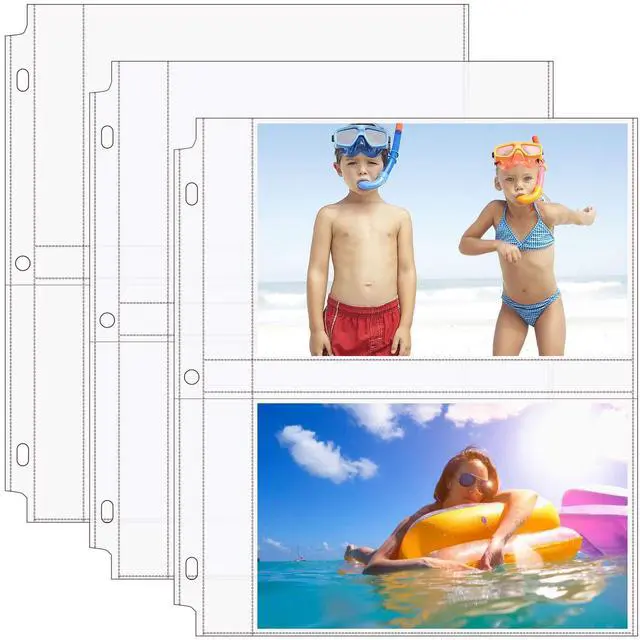 Main image of 30 Pack 5x7 Photo Sleeves for 3 Ring Binder (120 Pictures),2 Pocket | Heavy-Duty Archival Page Protectors,Clear Photo Album Refill Pages,Plastic Recipe Cards Binder Sleeves with Pockets,Acid-Free