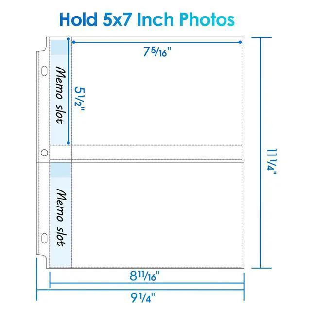 Alt view image 3 of 7 - 30 Pack 5x7 Photo Sleeves for 3 Ring Binder (120 Pictures),2 Pocket | Heavy-Duty Archival Page Protectors,Clear Photo Album Refill Pages,Plastic Recipe Cards Binder Sleeves with Pockets,Acid-Free