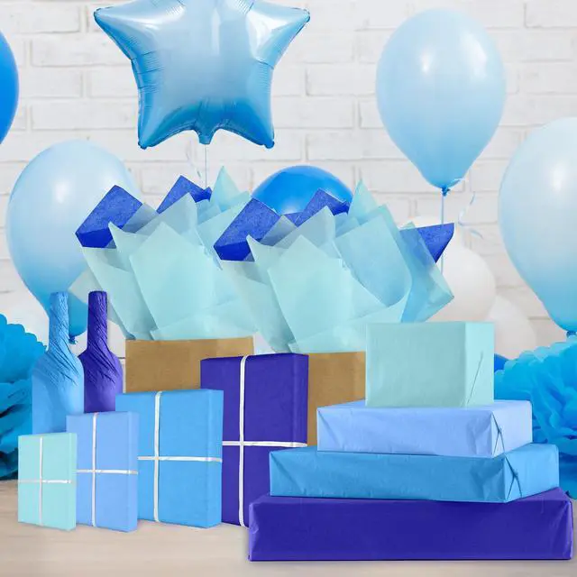 Alt view image 4 of 7 - 108Sheets Blue Gift Wrap Paper Graduation Tissue Paper Bulk Wrap Tissue for Easter Birthday Wedding Christmas Holiday Present Packaging and Blue Theme Party Decoration