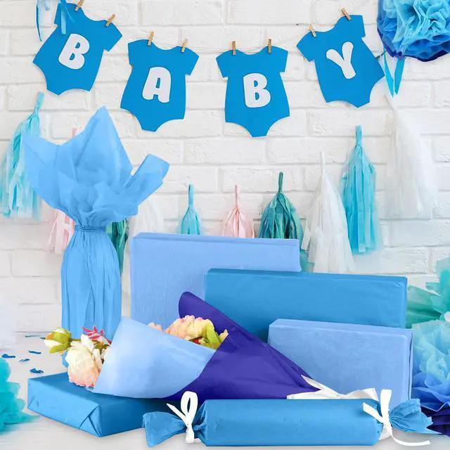Alt view image 6 of 7 - 108Sheets Blue Gift Wrap Paper Graduation Tissue Paper Bulk Wrap Tissue for Easter Birthday Wedding Christmas Holiday Present Packaging and Blue Theme Party Decoration