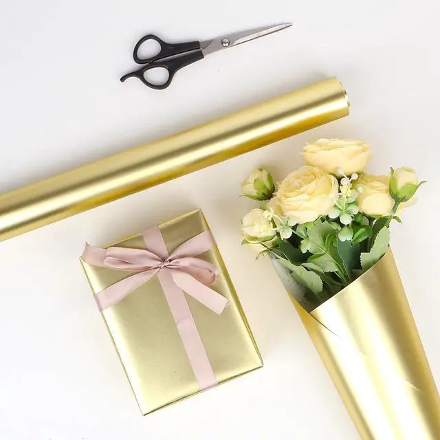 Alt view image 3 of 7 - Gold Wrapping Paper Roll,Metallic Gold Wrapping Paper,Matte Gold Solid Color Paper for Birthday,Wedding,Parties, Baby Shower,Christmas,DIY Bouquet-17 x 394 inch(33feet)