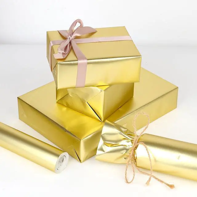 Alt view image 4 of 7 - Gold Wrapping Paper Roll,Metallic Gold Wrapping Paper,Matte Gold Solid Color Paper for Birthday,Wedding,Parties, Baby Shower,Christmas,DIY Bouquet-17 x 394 inch(33feet)