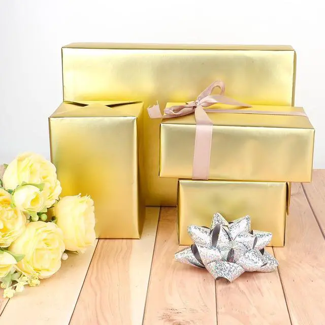 Alt view image 5 of 7 - Gold Wrapping Paper Roll,Metallic Gold Wrapping Paper,Matte Gold Solid Color Paper for Birthday,Wedding,Parties, Baby Shower,Christmas,DIY Bouquet-17 x 394 inch(33feet)