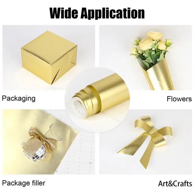Alt view image 7 of 7 - Gold Wrapping Paper Roll,Metallic Gold Wrapping Paper,Matte Gold Solid Color Paper for Birthday,Wedding,Parties, Baby Shower,Christmas,DIY Bouquet-17 x 394 inch(33feet)