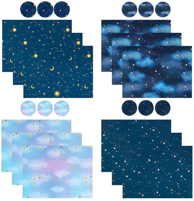 Alt view image 2 of 7 - Neutral Galaxy Birthday Wrapping Paper Sheet - 12 Sheets Folded Flat with 12 Gift Tags for Birthday, Baby Shower, Father's Day, Christmas - 19.7 Inch X 27.5 Inch Per Sheet