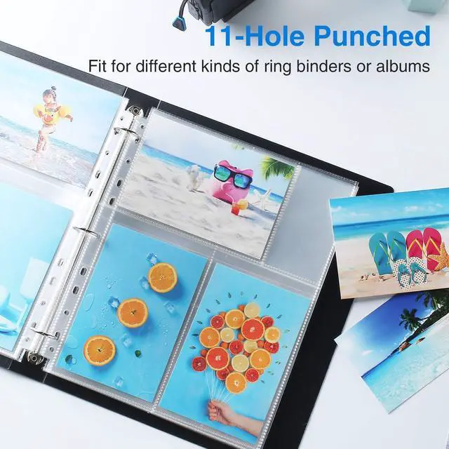 Alt view image 3 of 7 - 30 Pack 4x6 Photo Sleeves for 3 Ring Binder, Hold 180 Pictures | Heavy Duty Plastic Binder Sleeves, Photo Album Refill Pages, Acid Free Archival Page Protector, Binder Inserts for Postcard
