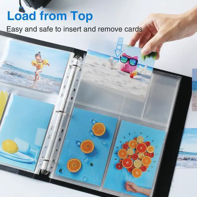 Alt view image 4 of 7 - 30 Pack 4x6 Photo Sleeves for 3 Ring Binder, Hold 180 Pictures | Heavy Duty Plastic Binder Sleeves, Photo Album Refill Pages, Acid Free Archival Page Protector, Binder Inserts for Postcard