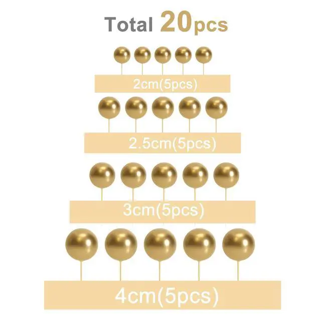 Alt view image 2 of 7 - 20 Pcs Gold Balls Cake Topper Decorations for Birthday Cake Decor | Cake Topper Sticks, Graduation Cake Decoration, Wedding Cake DecorationsGold Cake Ball Decor, Mini Balloons Cake Topper