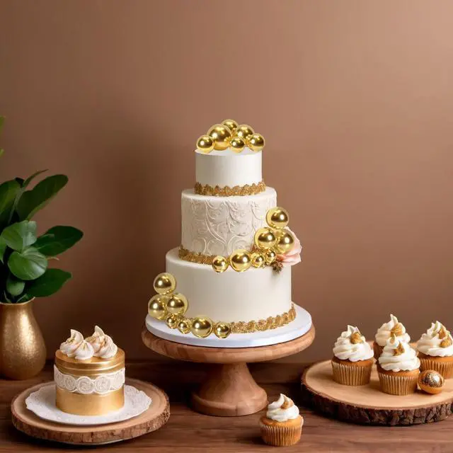 Alt view image 5 of 7 - 20 Pcs Gold Balls Cake Topper Decorations for Birthday Cake Decor | Cake Topper Sticks, Graduation Cake Decoration, Wedding Cake DecorationsGold Cake Ball Decor, Mini Balloons Cake Topper