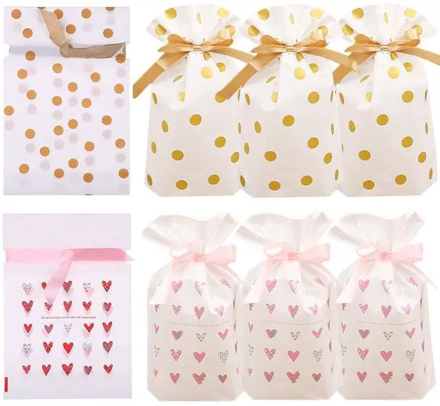 Main image of 24pcs Treat Bags Party Favor Bags Plastic Drawstring Gift Bag Candy Goodies Bag Gift Wrapping Package for Birthday Wedding Baby Shower Bridal Shower Holiday Party