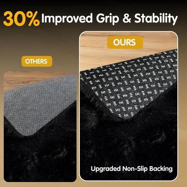 Alt view image 4 of 7 - Black Rugs for Bedroom, 2x3 Feet Fluffy Area Rugs for Living Room, Soft Shag Kids Rug Small Carpet for Nursery, Bedside, Indoor, Dorm Decor