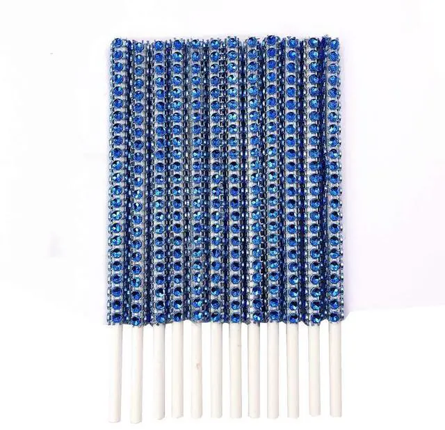 Main image of Purple Blue Glitter Rhinestone Cake Pop Sticks 6 in, 24 Count | Glitter bling sticks for lollipops, candy apples and dessert displays (15 cm)