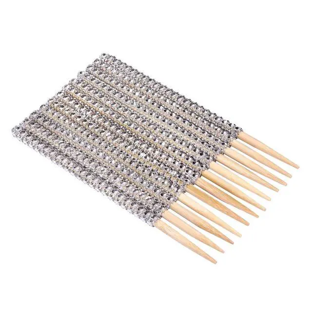 Alt view image 2 of 5 - Silver Glitter Rhinestone Bamboo Bling Sticks 6 in, 24 Count | For candy apples, cake pops and caramel apples (15 cm)