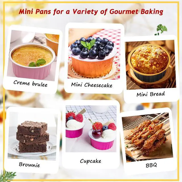 Alt view image 7 of 7 - 5oz Dot Cake Cups with Dome Lids, Cupcake Tins Mini Cake Pans | 25 Pack, Foil Baking Cups, Disposable Ramekins, Single Muffin Containers, for Kids Party, Round Pink