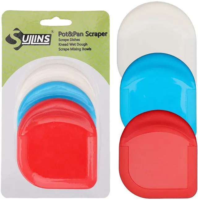 Main image of Pan Scraper, Pack Of 3 | Pan Scraper Tool | Pot Scraper | Dish Scraper | Dish Scraper Tool | Unique Silicone Grip Design - No Slipping Unlike Other Scrapers