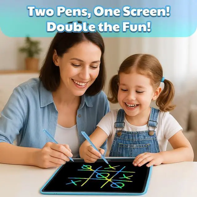 Alt view image 3 of 7 - LCD Writing Tablet for Kids, 14.5 Inch Large Drawing Board, Blue | Reusable erasable doodle pad with 2 pens, no blue light, educational learning toy, gifts for boys and girls ages 3-8