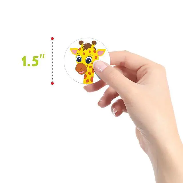 Alt view image 4 of 6 - 600 Adorable Round Land Animal Stickers in 16 Designs with Perforated Line Expanded Version (Each Measures 1.5" in Diameter)