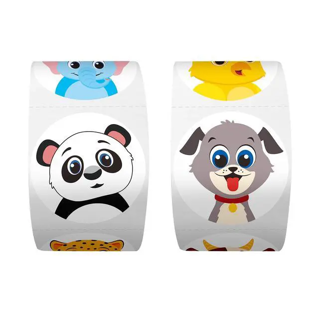 Alt view image 5 of 6 - 600 Adorable Round Land Animal Stickers in 16 Designs with Perforated Line Expanded Version (Each Measures 1.5" in Diameter)