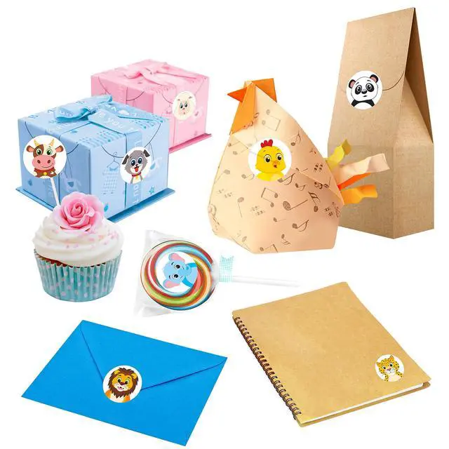 Alt view image 6 of 6 - 600 Adorable Round Land Animal Stickers in 16 Designs with Perforated Line Expanded Version (Each Measures 1.5" in Diameter)