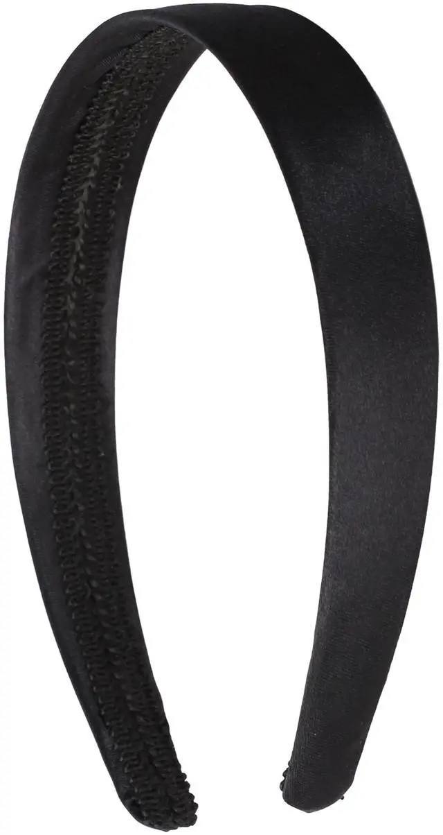 Main image of 1 Inch Satin Hard Headband, Black | Fashion Hair Accessories for Women & Teens