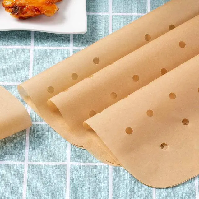 Alt view image 3 of 6 - 200PCS Air Fryer Parchment Paper, 9 Inch Square Air Fryer Liner | Filter Paper for Air Fryers (100 Perforated & 100 Imperforate), Non-Stick Baking Paper for Air Fryers, Steamers, Cake Pan