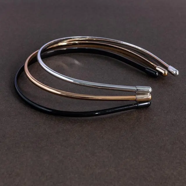 Alt view image 2 of 6 - Metallic Color Skinny Headbands for Women and Girls, 3 Pack, Hair Accessories, Black, Silver, Gold