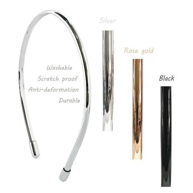 Alt view image 3 of 6 - Metallic Color Skinny Headbands for Women and Girls, 3 Pack, Hair Accessories, Black, Silver, Gold