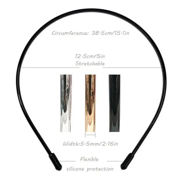 Alt view image 4 of 6 - Metallic Color Skinny Headbands for Women and Girls, 3 Pack, Hair Accessories, Black, Silver, Gold