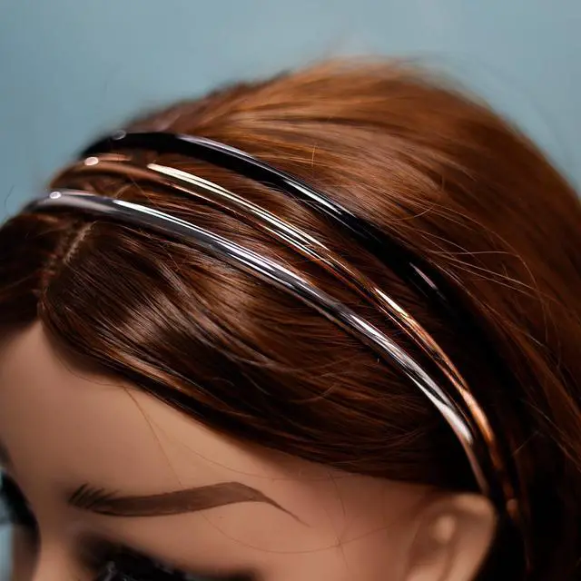 Alt view image 6 of 6 - Metallic Color Skinny Headbands for Women and Girls, 3 Pack, Hair Accessories, Black, Silver, Gold