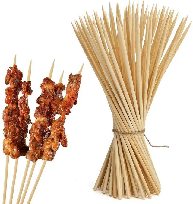Main image of 100PCS Natural Bamboo Skewers, 8Inch Wooden Skewers for Appetizers, Fruit, Kabobs, Grilling Kebabs, Corns, Cocktail Picks for Drinks, Sturdy & Durable