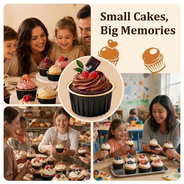 Alt view image 6 of 7 - 40 Pack Mini Cake Pans with Lids, 5 oz Aluminum Foil Baking Cups | Disposable Ramekins Cake Tins for Dessert Cupcake, Individual Mini Cake Containers Flan Molds for Wedding Birthday Party