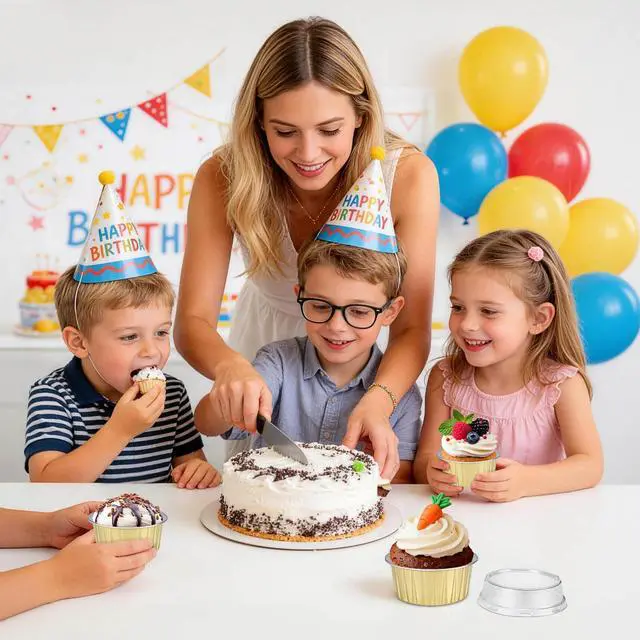 Alt view image 7 of 7 - 20pcs Gold Mini Cake Pans with Lids, 5oz Aluminum Foil Round Cupcake Liners Muffin Cups, Disposable Ramekins Baking Cups Muffin Pans for Wedding Birthday Party