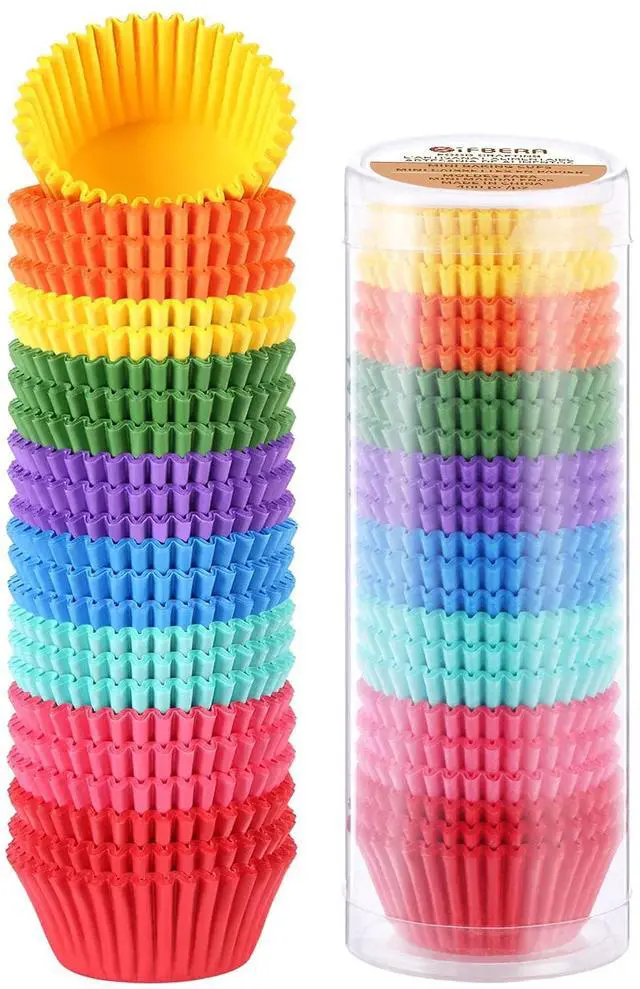 Main image of Colored Mini Paper Cupcake Liners Vibrant Muffin Baking Cups 400-Count