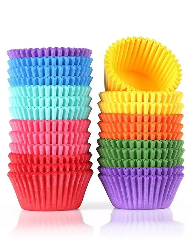 Alt view image 2 of 5 - Colored Mini Paper Cupcake Liners Vibrant Muffin Baking Cups 400-Count