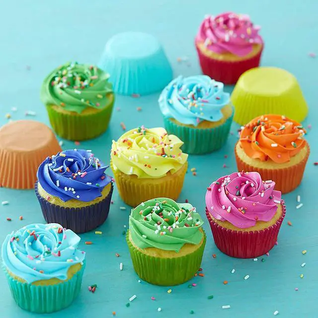 Alt view image 3 of 5 - Colored Mini Paper Cupcake Liners Vibrant Muffin Baking Cups 400-Count