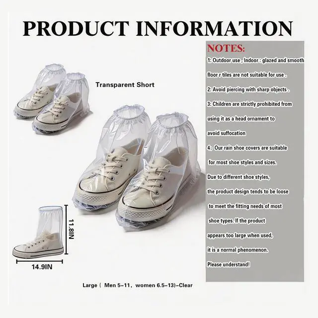 Alt view image 4 of 7 - 20Pcs Waterproof Shoe Upper Protector,Outdoor Shoe Protection Cover, L Size | Dlock rain,mud & splashes,compact light for commute&outdoor use,keeps footwear dry
