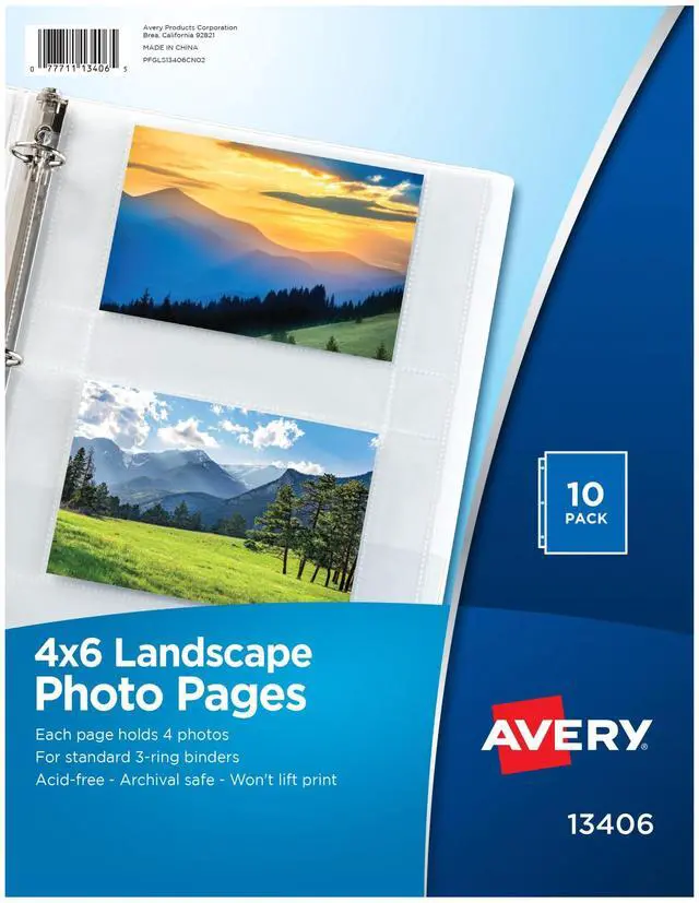 Main image of Clear Photo Album Pages for 3 Ring Binder, 10 Sleeves Holds 40 Total Horizontal 4" x 6" Photos (13406)