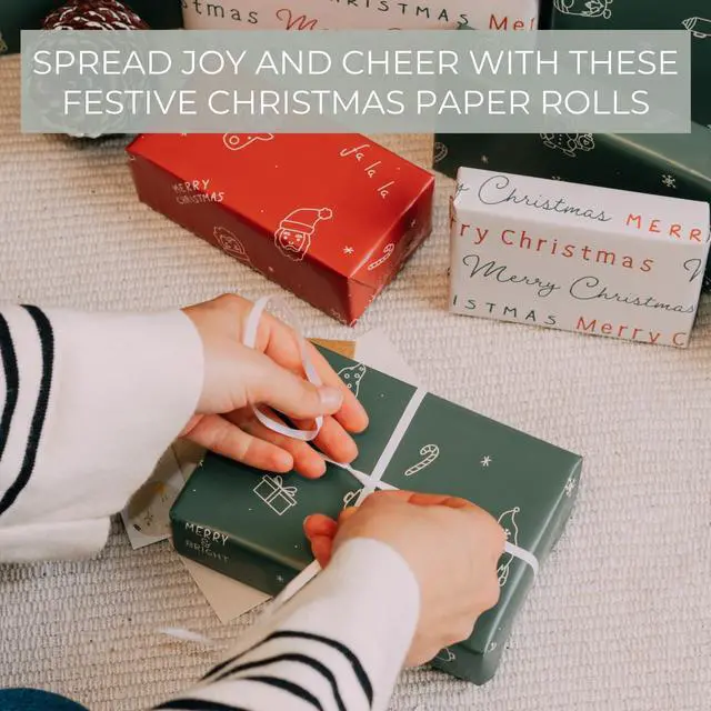 Alt view image 3 of 7 - Beautiful Christmas Gift Wrapping Paper Rolls For Small & Medium Size Gifts | Set of 3 Quality Paper Rolls with Cute Designs, 17 in X 120 in Each - Add a Touch of Magic to Everything You Wrap