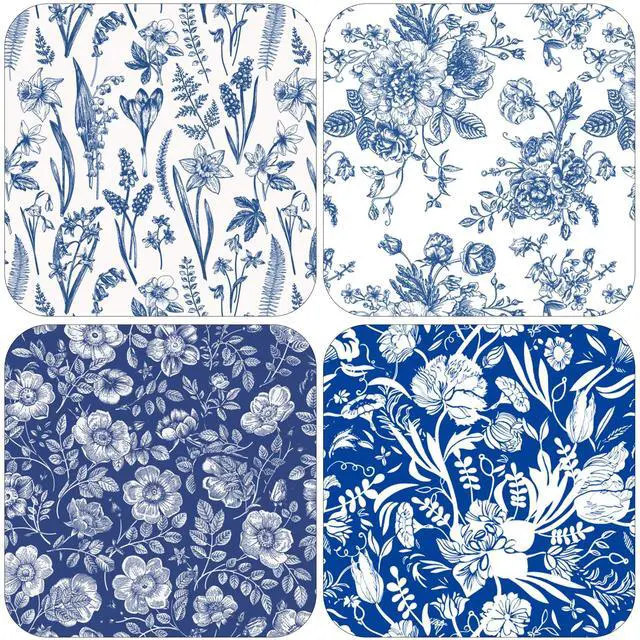 Alt view image 6 of 7 - Blue White Floral Wrapping Paper for Women, Girls - Gift Wrap With Flowers and Plants for Birthday Wedding Bridal Shower - 20 x 29 Inches, 8 Folded Sheets, Easy to Store